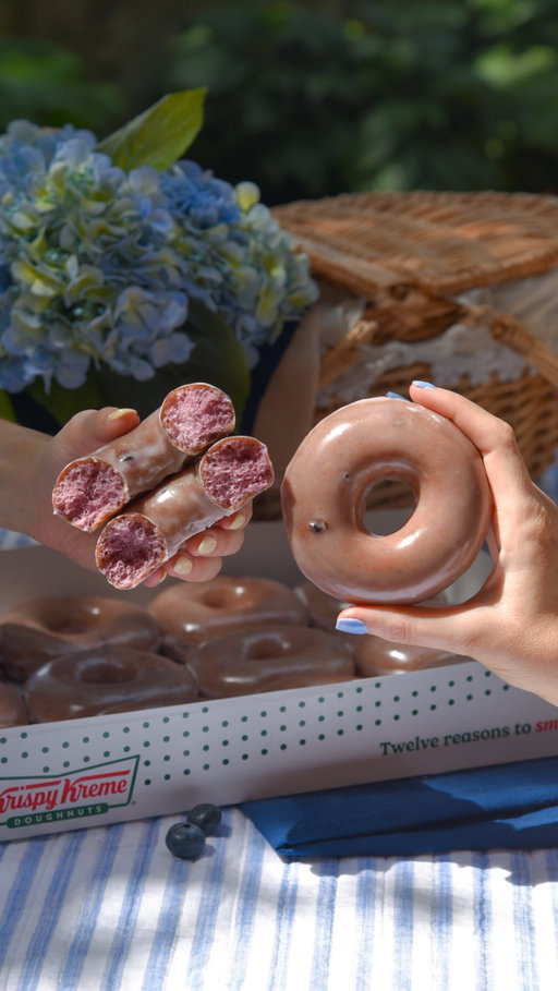 A Blueberry Flavored Original Glazed dozen made just for you 🤭