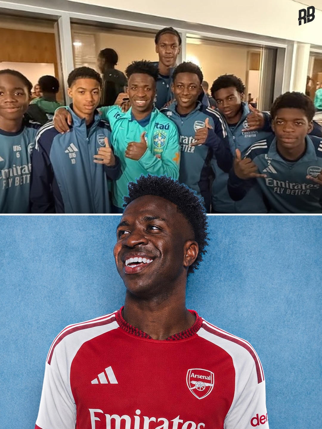 The news that Arsenal want to sign Vini this summer has admin remembering when Brazil trained at London Colney last year… and Vini took the time to grab a photo with the Arsenal academy boys 👀🇧🇷

Can’t lie… this will be the craziest transfer of the summer if it happens. We’ve been here since the start of the Vincius days… following his journey. Admin always wanted him to play in the Premier League. This would be insane 🤯