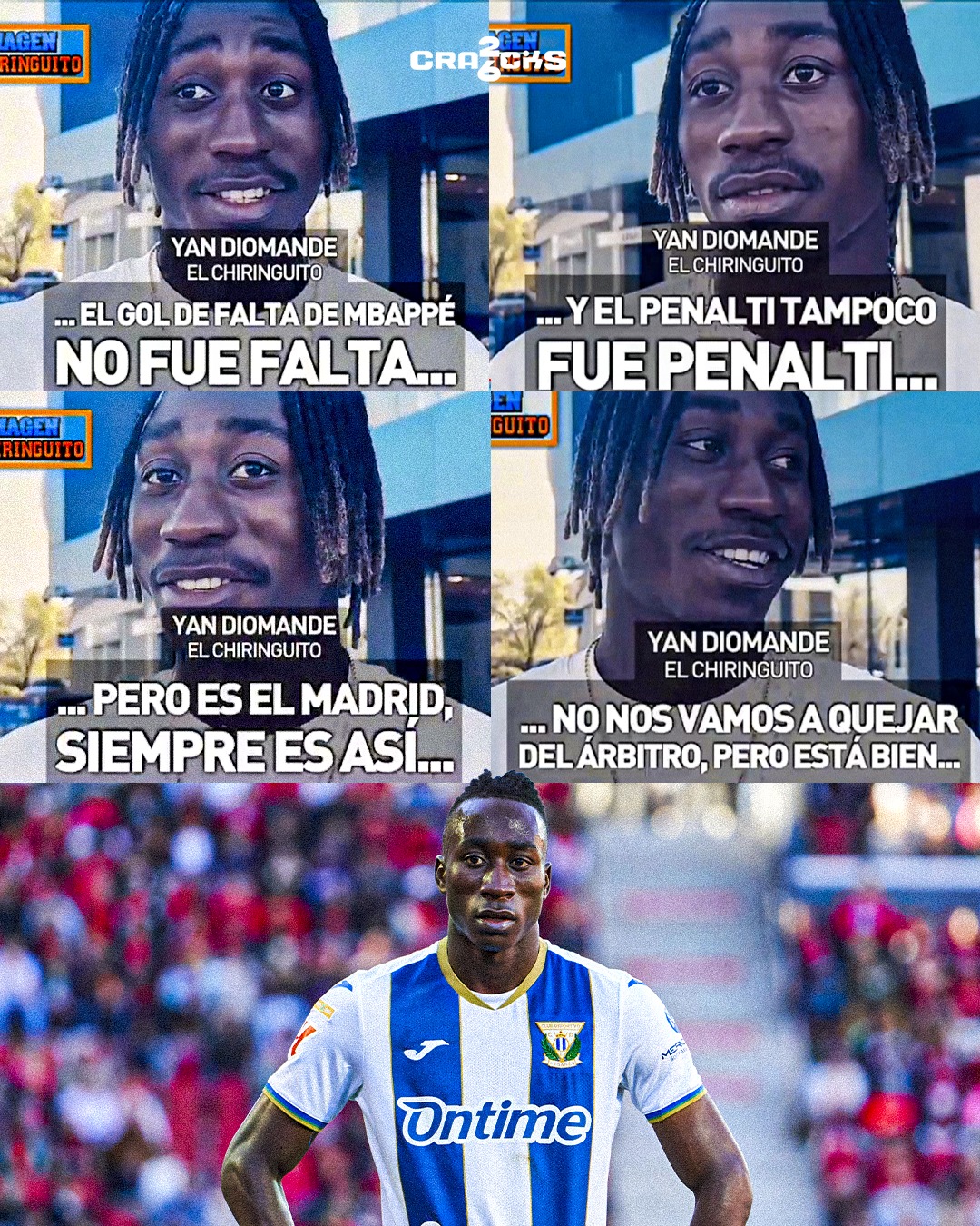 👀 RECUERDAN LA POLÉMICA DE DIOMANDE

📲 Tras los rumores, en redes recordaron sus palabras después del Real Madrid - Leganés en 2025.

🗣️ “Asencio me hace penalti, pero siempre es así con el Madrid”, declaró Yan Diomande a El Chiringuito.

😳 Ahora el jugador está cerca de ser madridista.
