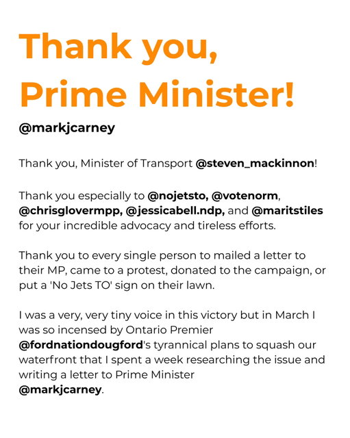 What a beautiful day! 

Thank you, Prime Minister! (@markjcarney)

CC:
@fordnationdougford 
@oliviachow 
@steven_mackinnon 
@runchinguyenrun 
@james.maloney 
@juliedzerowicz 
@michael_coteau 
@rob_oliphant 
@vgasparro1
@nojetsto 
@votenorm 
@chrisglovermpp 
@jessicabell.ndp 
@maritstiles 
@kingasurmampp 
@bravodavenport 
@dianne.saxe 
@birds.canada 
@globeandmail 
@thetorontostar 
@doc.daniellemartin 
@prabsarkaria 
@envirodefence 
@ctvtoronto 
@thesocialctv 
@cp24breakingnews 
@morningshowca 
@cbctoronto
@mattgallowayto