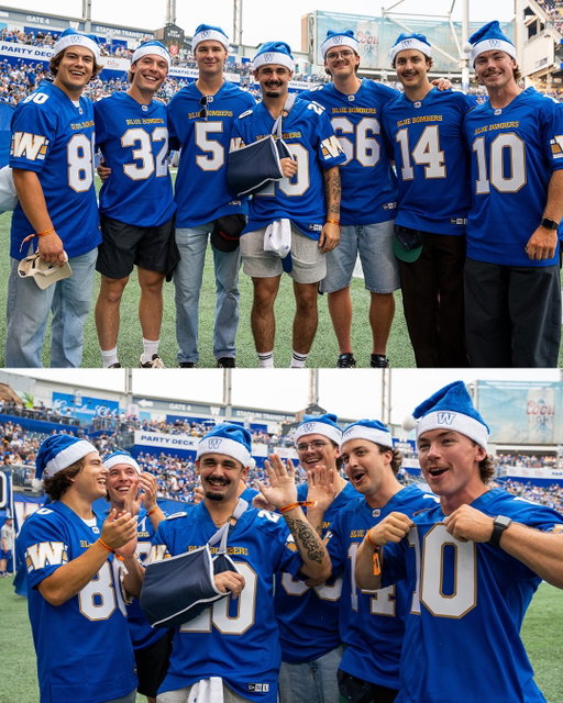 We're getting the band back together! 🤗⁣
⁣
@sethjarvis_ and the @goodolcanadianboys took in the Winnipeg Blue Bombers game last night! ⁣
⁣
(via @wpgbluebomberscfl)