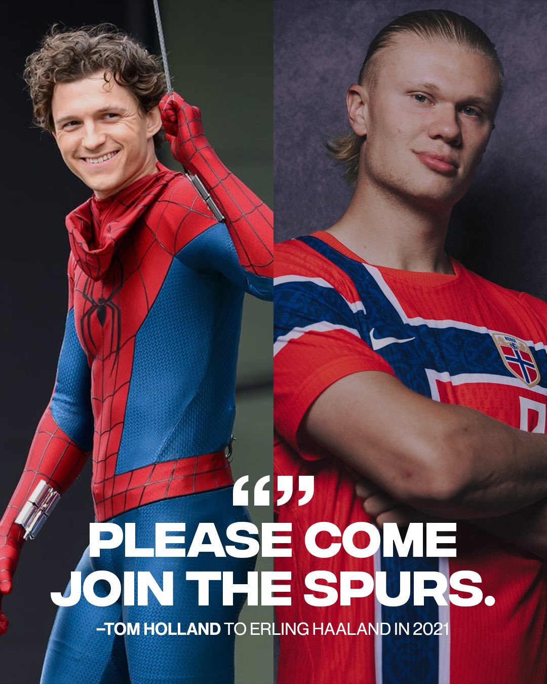 Erling Haaland revealed the message Tom Holland sent him back in 2021 that he ended up ignoring because he didn’t know who Tom Holland was 😭

🎥 @erling 
📸 Getty Images