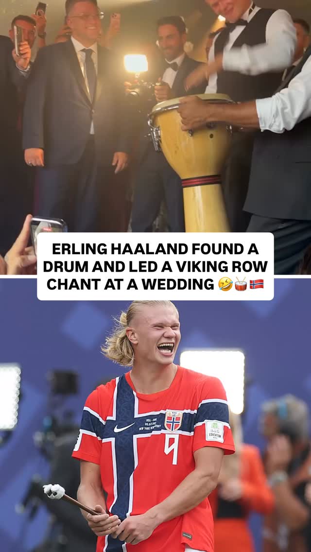 Erling Haaland was at his teammates wedding when someone showed up with a drum - so naturally a Viking row chant ensued 🔥

(🎥: leonida / IG)