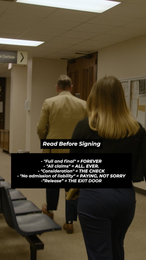 The fine print matters.

Words like ""all claims"", ""release"", and ""full and final"" carry legal consequences that many people don't realise until it's too late. Take the time to understand what you're agreeing to before accepting a settlement.

An informed decision is always the better decision.

#LegalEducation #PersonalInjury #SettlementOffer #TexasLaw #WestTexas #KeithAndLorfing #Insurance #KnowYourRights #InjuryClaim