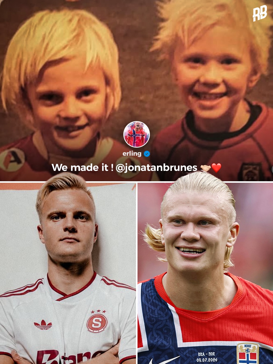 This is sick… Erling Haaland’s cousin, Jonatan Braut Brunes signed a contract at Sparta Prague today… and Erling was the first one to congratulate him 👏🏽❤️

The Haaland family is actually too talented. Haaland’s dad is an ex-pro, three of his cousins play pro football, and his great uncle played internationally for Norway too 🇳🇴

Erling Braut Haaland - Man City

Jonatan Braut Brunes - Sparta Prague

Emma Braut Brunes - Brøndby

Albert Tjåland - Rosseland BK

The ultimate football family 😮‍💨