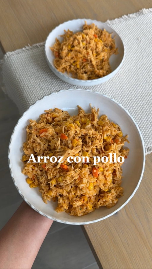 Arroz con pollo recipe ⬇️

For the rice:
2 cups white rice
Water (according to your rice cooker instructions)
1 packet Goya Sazón
2 chicken breasts
½ onion
3–4 garlic cloves
Bay leafs 
Chicken seasoning
1 green bell pepper
1 red bell pepper
½ onion
Carrots 
Green onions
1 can peas 
1 can carrots 
1 can tomato sauce (8 oz)
Water (about ½–1 cup, as needed)
Garlic powder 
Cumin
Salt and additional seasonings, to taste

1. Add 2 cups of rice to your rice cooker with the appropriate amount of water. Mix in 1 packet of Goya Sazón and salt to taste. 
2. In a pot, add the chicken breasts, onion, garlic, bay leaf, and chicken seasoning. Cover with water and boil for about 15 minutes, or until the chicken is fully cooked. Remove the chicken, shred it, and reserve some of the broth.
3.  In a large pot, saute green pepper, red pepper, onion, carrots, green onions, peas, tomato sauce, and about ½ to 1 cup of the reserved chicken broth (or water). Add corn and peas.
4. Add the shredded chicken to the pot. Cover and let everything simmer for about 15 minutes, or until most of the liquid has evaporated.
5. Add the cooked rice to the pot and gently mix everything together.
•
•
•
•
#latinacontentcreator #arrozconpollo #arroz #recetas #recetasfáciles

@caraway_home @getgraza