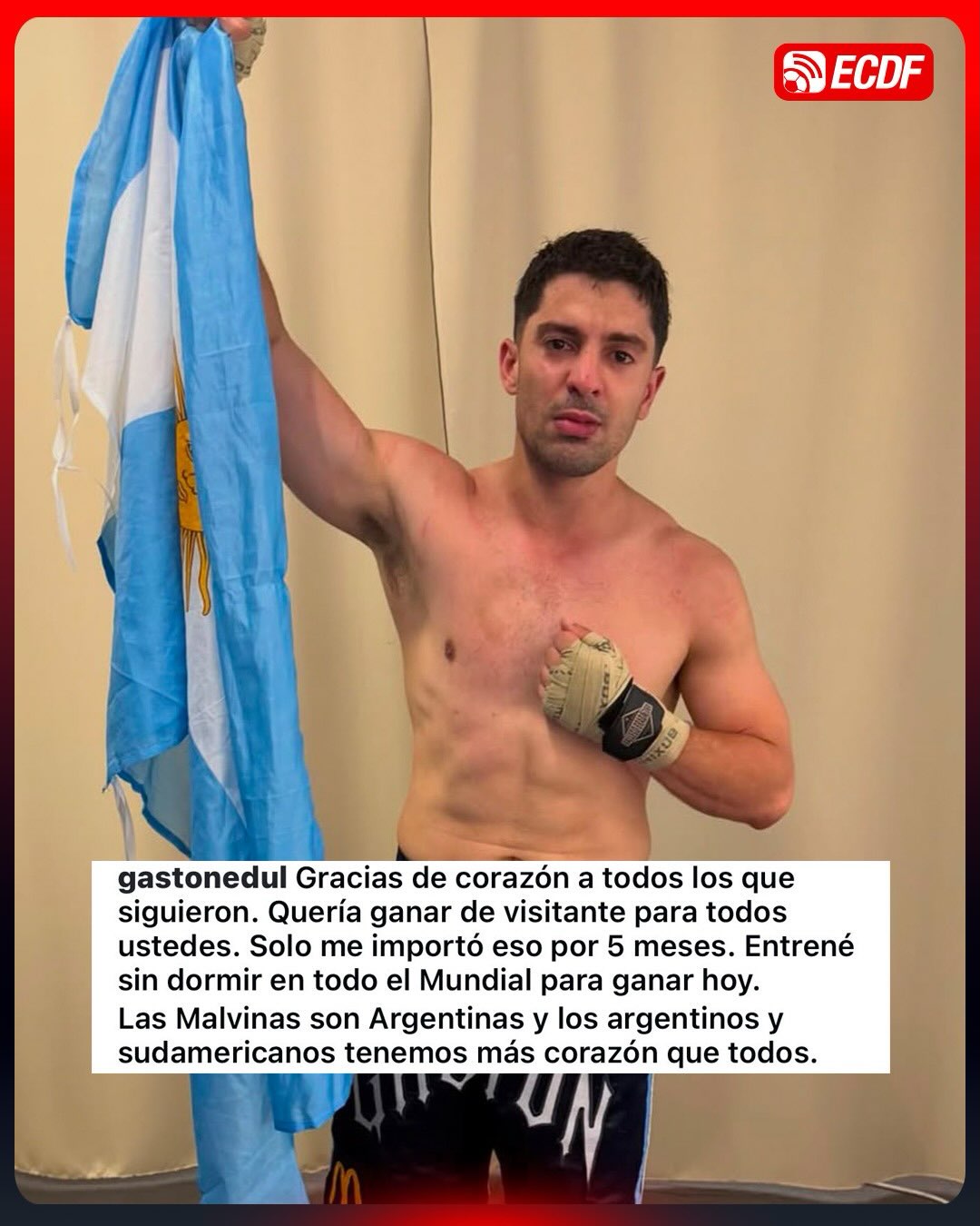 😮‍💨 ¡GASTÓN EDUL TRAS LA VELADA DEL AÑO VI!🥊

🇦🇷 Luego de su combate ante Edu Aguirre, el periodista argentino apareció en Instagram con un mensaje para sus seguidores 📱.