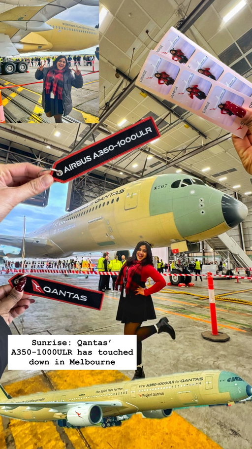 The world’s most anticipated aircraft landed in Australia

It still feels surreal that I got to witness such a historic milestone as a Qantas Group employee. 

The very first @qantas @airbus A350-1000ULR for Project Sunrise has officially arrived in Australia after an incredible 19-hour, 13-minute journey from Toulouse, France, covering almost 17,000km to Melbourne.

This wasn’t just another delivery flight—it became the most-tracked flight in the world, with thousands of aviation enthusiasts following its journey in real time.
Purpose-built with an additional 20,000-litre fuel tank, this aircraft is designed to fly commercially non-stop for up to 22 hours, paving the way for direct Sydney–London flights from October 2027, followed by Sydney–New York.

Being there to celebrate the arrival of an aircraft that represents the future of aviation is something I’ll never forget. So proud to be part of the Qantas Group and to witness a moment that will be remembered in aviation history. 

Would you fly non-stop from Sydney to London? Let me know in the comments! 

#ProjectSunrise #Qantas #AirbusA350 #melbourneairport #airlinestaff 

Employees only event hosted by Qantas