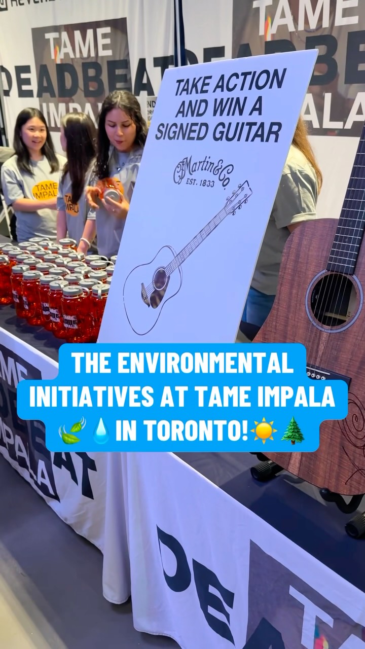 @tameimpala has some amazing environmental initiatives highlighted at their Toronto show! 🍃💧☀️

Tame Impala has been partnered with @reverb_org since their 2020 World Tour and have also partnered with @nalgene to create a limited edition reusable water bottle featuring custom artwork. Funds from the bottle support important environmental efforts. 

They’re showcasing @oncleanair where you can join in to say no to Toronto’s climate-damaging Portlands gas plant. 

They’ve got information for fans to better understand the environmental footprint of live music as part of the Music Climate Revolution campaign. Where you can take a survey about your fan fashion. 

Check out all the great information along the concourse at @scotiabankarena 👏🏼

#tameimpala #environment #climatechange #livemusic #deadbeattour