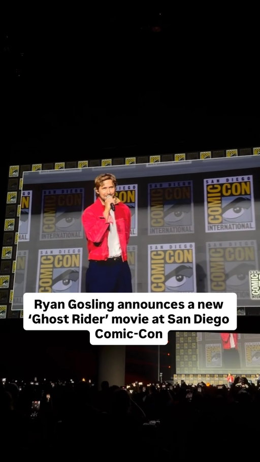 #RyanGosling takes the stage at Hall H to officially reveal that he’s playing #GhostRider in the #MCU:

“Wow. Is this really happening? As you know, this is a character I’ve wanted to play for a very long time.”

Shawn Levy, who just worked with Gosling on “Star Wars: Starfighter,” will direct the upcoming #Marvel film: “Gosling is the absolute shit. I say that with tremendous respect.” #ComicCon