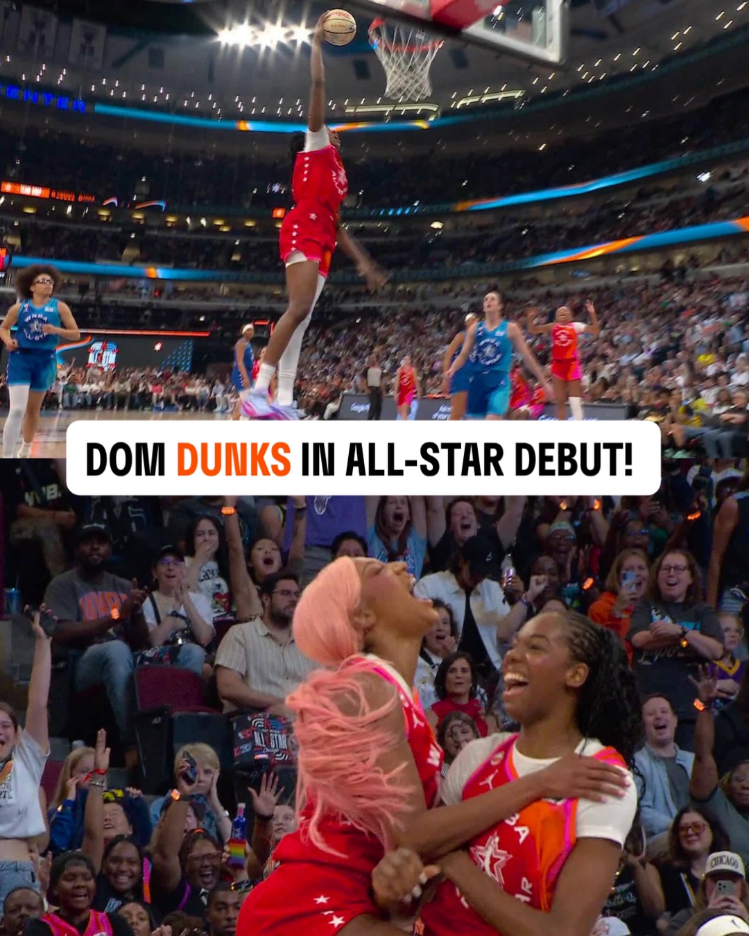 Dominique Malonga joins some historic company 🔥

Dom joins Lisa Leslie, Jonquel Jones, Brittney Griner, and Sylvia Fowles in All-Star Game dunk history!

#WNBAAllStar2026 | @att
