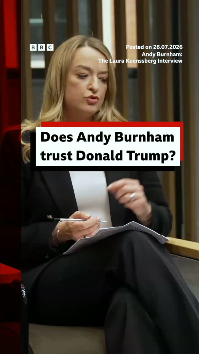 In his first major interview as UK prime minister, Andy Burnham vowed to call out Donald Trump to defend Britain's "national interest before anything else”, if it was the right thing to do.

Speaking exclusively to Laura Kuenssberg, Burnham said he had a “good exchange” in his first conversation with Donald Trump, and that he found him to be “really warm”.

But asked if he would trust the US president, Burnham said “it's a changing world isn't it, and you just obviously have to call things as they develop”.

#BBCNews