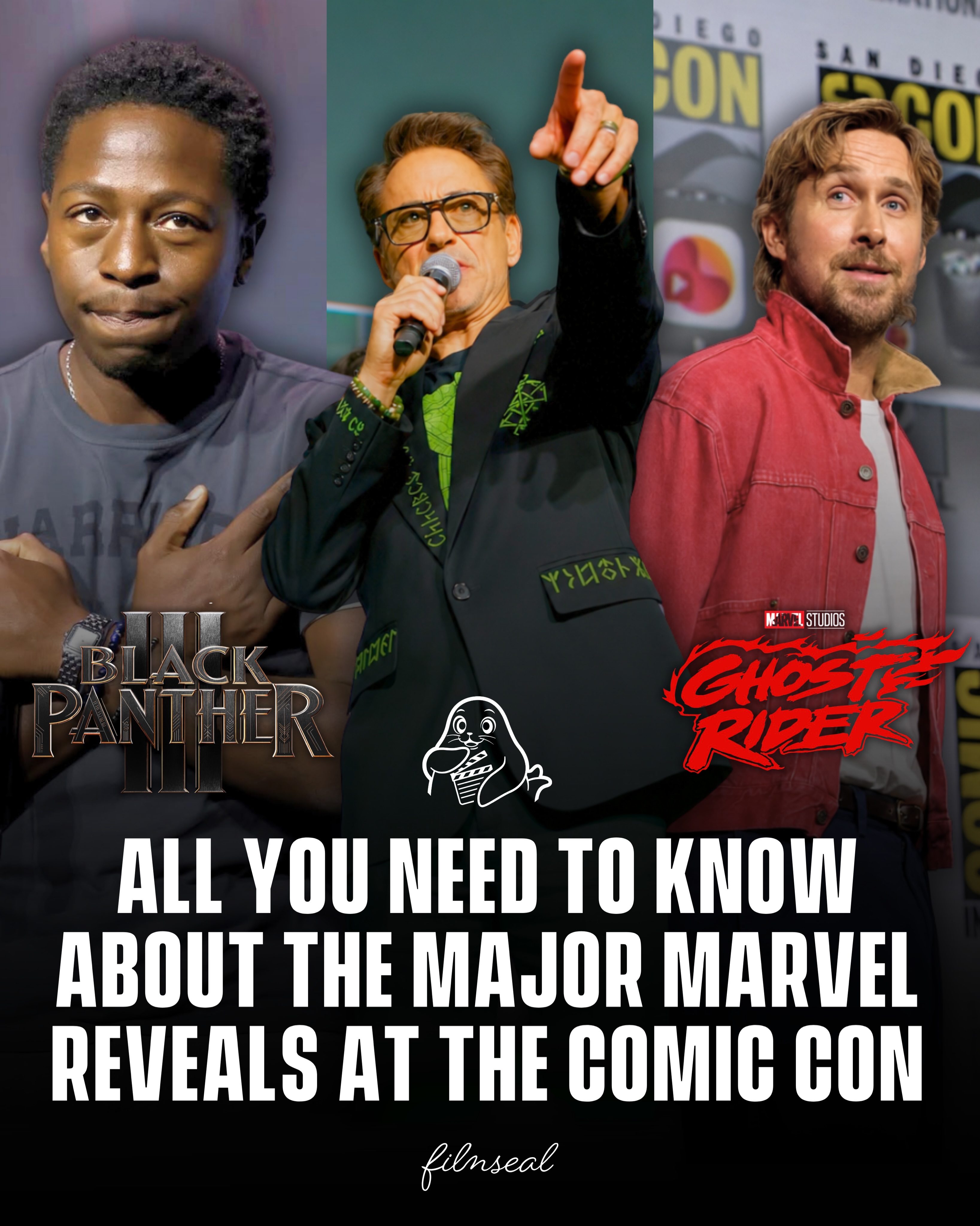 Marvel Studios took over Hall H at SDCC 2026. 🔥 

From Ryan Gosling’s surprise casting as Ghost Rider and the official announcement of Black Panther 3, to new Avengers: Doomsday footage featuring Doctor Doom, Deadpool, and the return of Peggy Carter, the panel was packed with major reveals.

Fans also got a first look at Spider-Man: Brand New Day, teasing Spider-Man and the Punisher taking on the Hulk, while Marvel confirmed Avengers: Endgame will return to theaters with new footage that connects directly to Doomsday. It was one of Marvel’s biggest Hall H presentations in years.

#Marvel #Filmseal