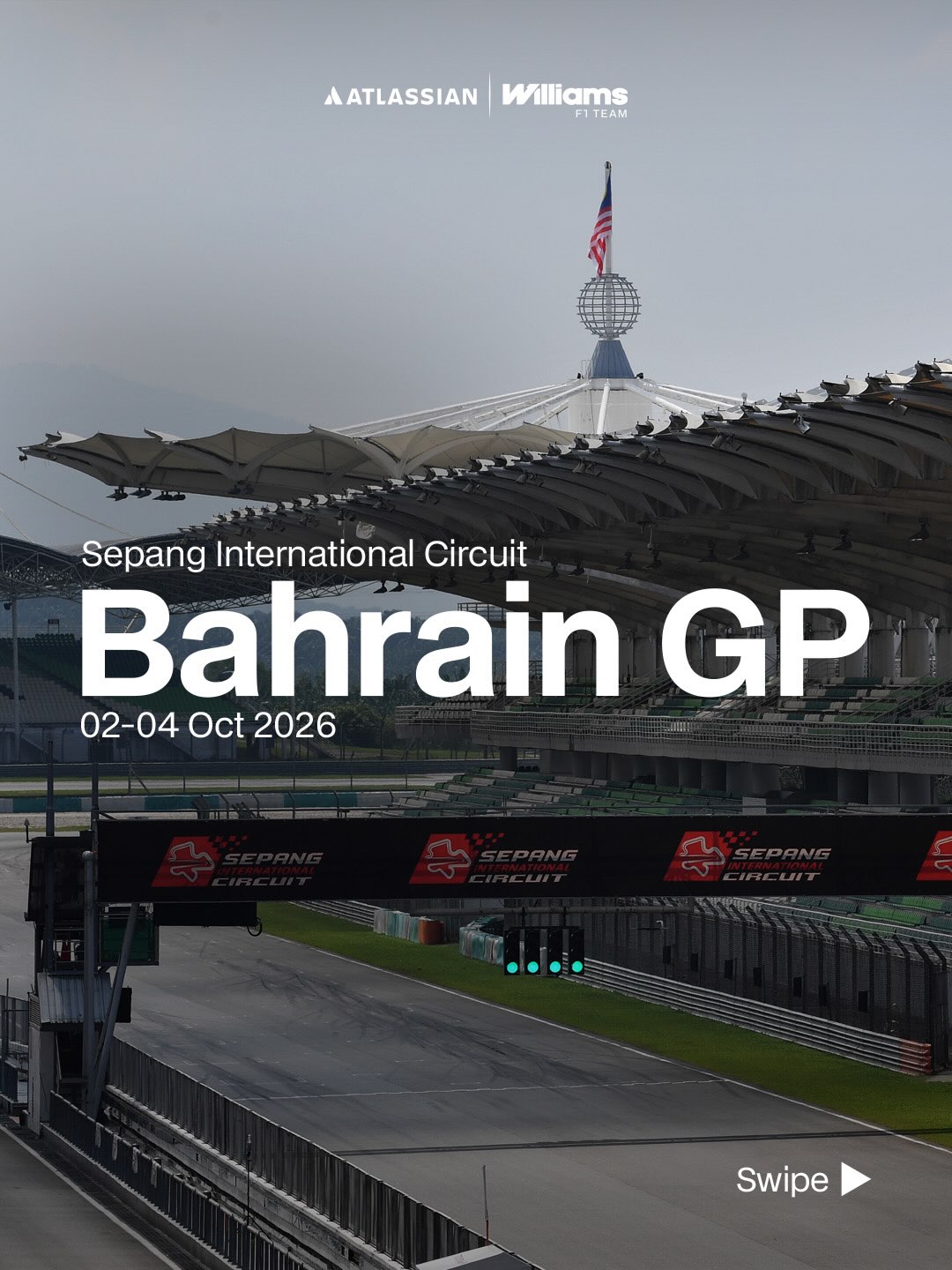 Returning to Malaysia 🇲🇾

The Sepang International Circuit will host the Bahrain Grand Prix from 02-04 October 2026, see you there 💙