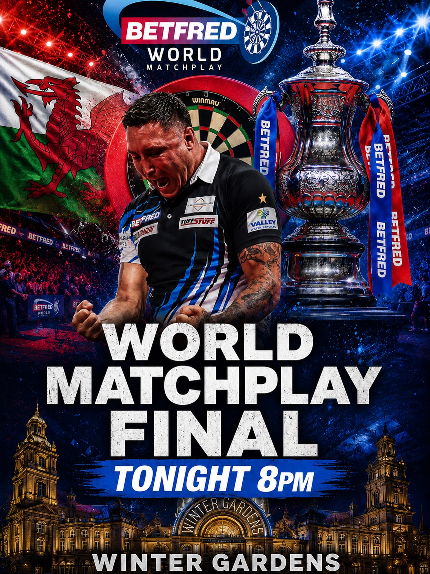 Really looking forward to getting back on stage tonight for the Final of the 2026 World Matchplay 

Thanks everyone for the most unbelievable support all week 
#OneMore 

@valleywaterservices 
@tuffstuff_uk 
@atlasgroundworks17 
@reddragondarts 
@chippy501_2024 
@icemanfansprivate