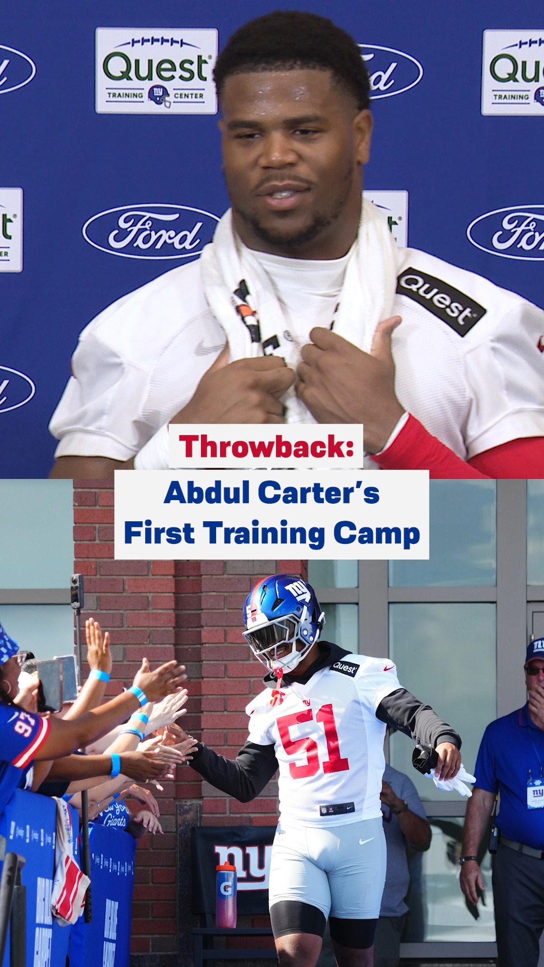 Abdul Carter's first training camp podium 🎙️