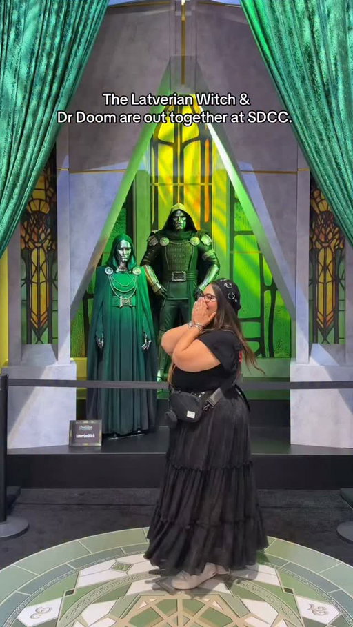 They are here. I was there. Dr doom & Latverian Witch at the Marvel booth at SDCC. #sdcc2026 #drdoom #latverianwitch #sandiegocomiccon