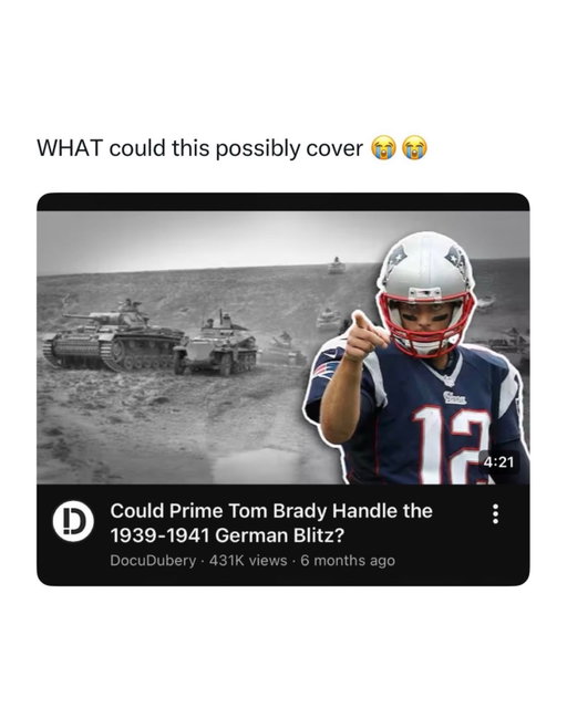 Do you think Tom Brady could handle the German blitz ? 

Tom Brady is the standard every NFL quarterback is measured against. Over 23 seasons, he won 7 Super Bowls, more than any franchise in NFL history. He earned 5 Super Bowl MVPs, 3 NFL MVPs, made 15 Pro Bowls, and retired as the league’s all-time leader in passing touchdowns and passing yards (many of those records have since been challenged or surpassed in the 17-game era). He also won championships with two different teams, proving his success wasn’t tied to just one coach or one system.

What separated Brady wasn’t elite speed or a rocket arm—it was his mind. He was legendary for reading defenses before the snap, making the right decision under pressure, and staying calm in the biggest moments. Whether his team was down in the fourth quarter or playing in the Super Bowl, Brady consistently delivered. His preparation, leadership, and obsession with improving became the blueprint for modern quarterbacks.

Simply put, Brady is the greatest quarterback in NFL history in the eyes of many fans, analysts, and former players. His combination of longevity, winning, clutch performances, and unmatched résumé makes him one of the greatest athletes in the history of sports—not just football.