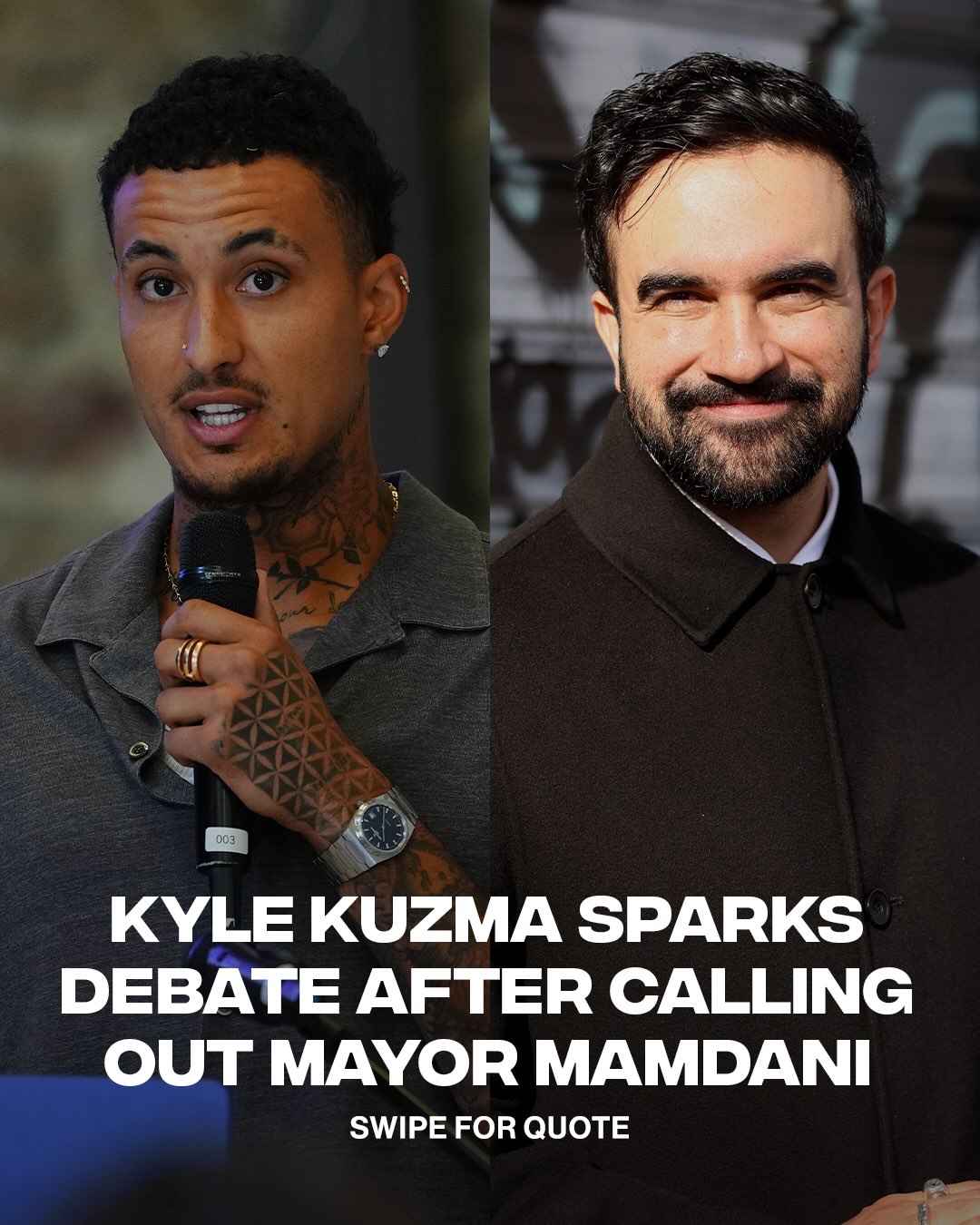 Kuz got Twitter talking 🗣️

Kyle Kuzma got Twitter talking after replying to Mayor Mamdani’s post about Benjamin Netanyahu, saying the NYC mayor was ‘playing president.’ The exchange quickly spread online, with people debating Kuzma’s criticism and whether or not it was valid. 

[📸: via/ GettyImages]