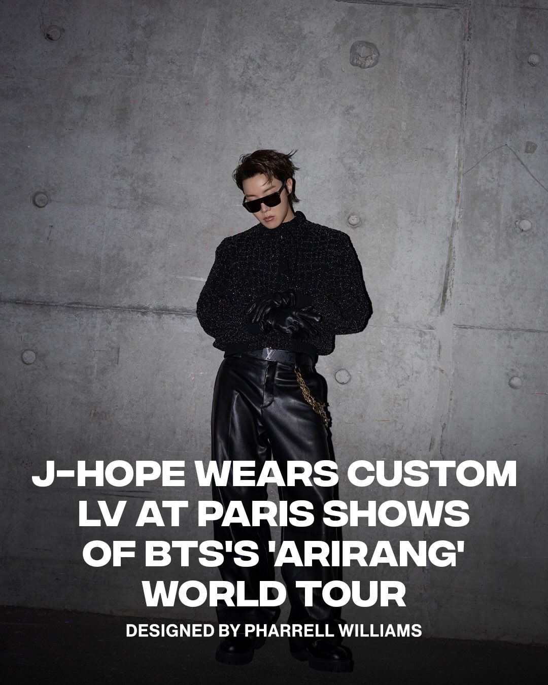 This week BTS performed in Paris for its 'Arirang' World Tour with J-Hope sporting three custom looks from @louisvuitton designed by Pharrell with the standout piece being the champagne LV varsity jacket embossed with Swarovski crystals 🔥

📸: @louisvuitton
