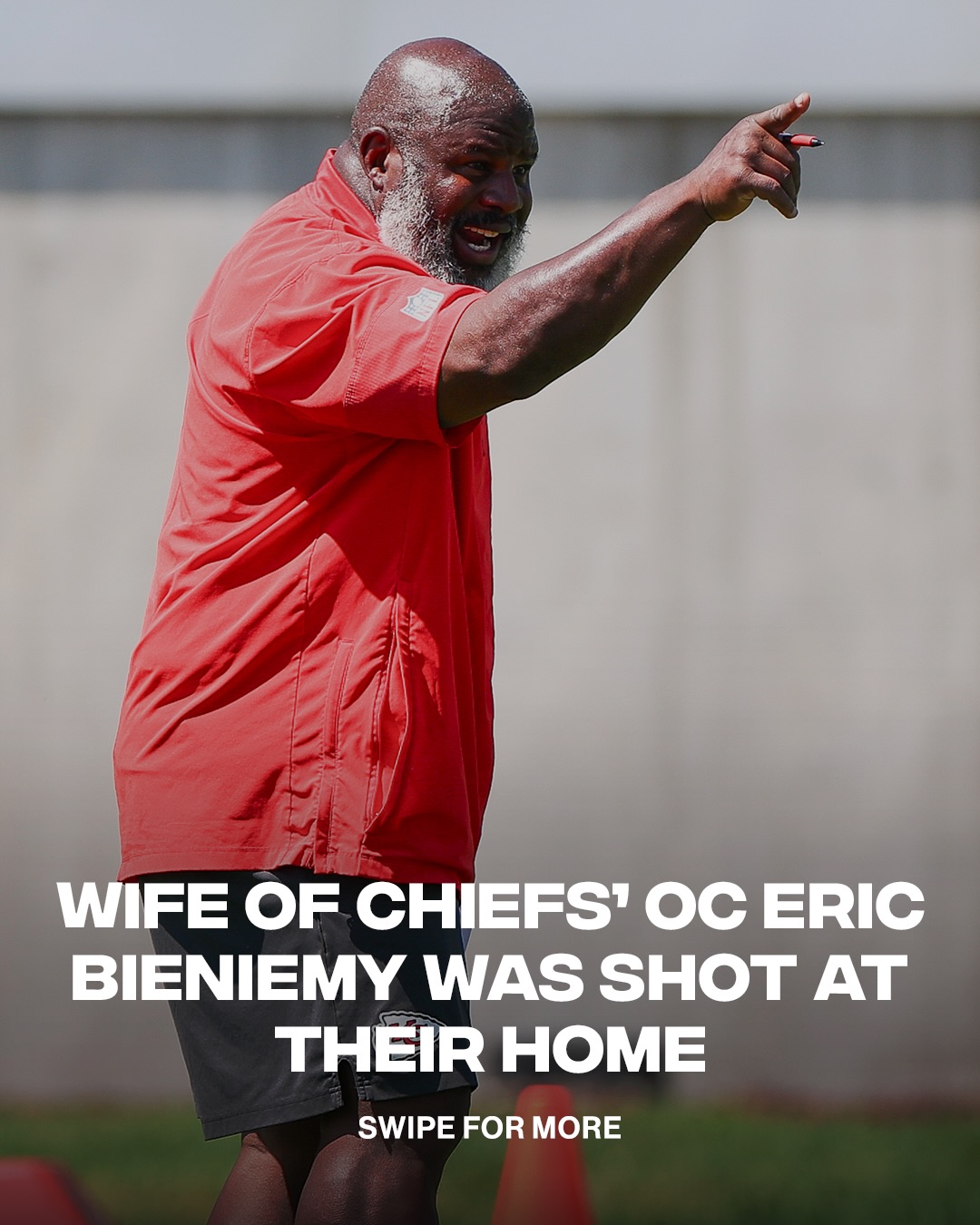 Mia Bieniemy, 57, was reportedly hospitalized with serious injuries. Police confirmed one person was treated but did not identify the victim, while Eric Bieniemy was at Chiefs training camp in Missouri.

📸 @gettyimages