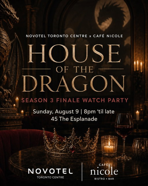 The realm gathers one last time 🐉 Join us at Café Nicole for the House of the Dragon Season 3 Finale Watch Party on Sunday, August 9.

Doors open at 8PM
Finale begins at 9PM
Themed drinks and bites 
Final prediction challenge 
$5 drink credit secures your spot 

Limited seating 19+
📍45 the esplanade, Toronto
Reserve through the link in bio! 

This is independently organized fan event not affiliated with or endorsed by the series’ rights holders. 

#torontoevents #torontowatchparty #watchparty #houseofthedragonwatchparty #houseofthedragon