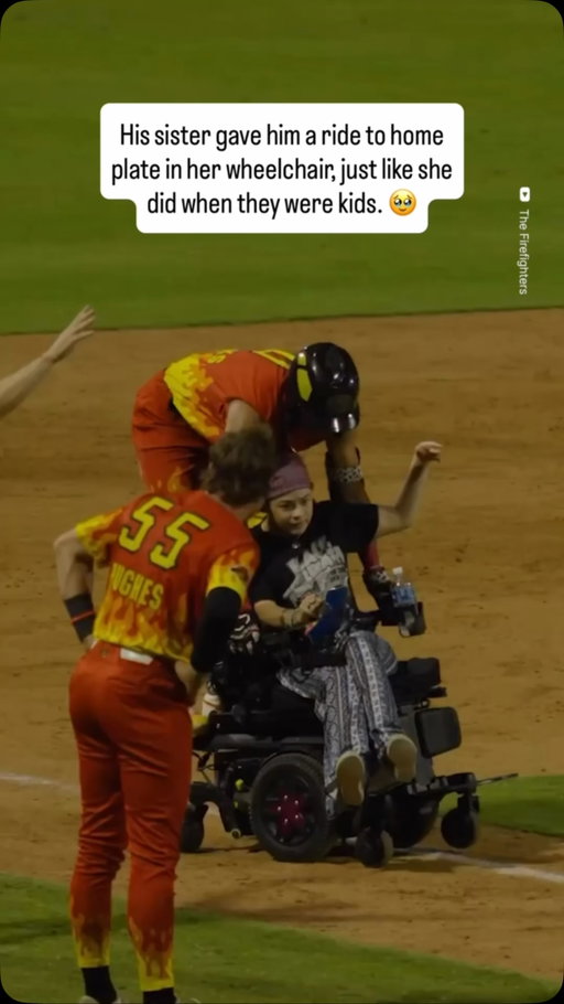 It’s hard not to tear up watching this. 😭

As kids, Lamar Sparks’ sister, Jency, who has cerebral palsy, gave him rides to home plate in her wheelchair. Lamar has said he’s looked up to his sister’s strength his entire life. So after joining the Firefighters baseball team, he surprised her by recreating that childhood memory in front of a stadium full of fans.

🎥 @thefirefighters