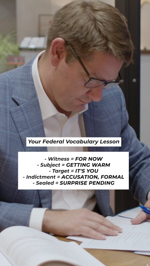 In federal cases, the words matter just as much as the evidence.

A ""witness"" isn't the same as a ""target,"" and a sealed indictment can change everything overnight. Understanding these common federal terms gives you a clearer picture of how the system works.

Don't let legal jargon catch you off guard.

#FederalDefense #FederalCourt #FederalInvestigation #FederalLaw #KeithAndLorfing #LegalEducation #KnowYourRights #FormerFederalProsecutor #FBI #CriminalLaw