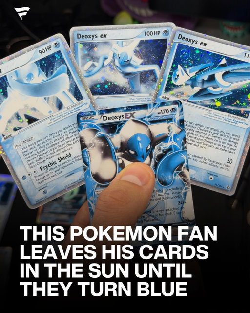 The sun might have cooked here 👀🔥

@pokemachooch has built a reputation as one of the most unique Pokémon collectors in the world, and his method is unlike anything else in the hobby.

Instead of sleeving his cards into a binder, he exposes them to roughly 1,400 hours of Arizona sunlight to create a sunbleach effect that transforms ordinary cards into something completely different.

He follows a careful process to keep the cards safe throughout, and he doesn’t just use any cards - he tracks down some of the rarest in the hobby to create pieces nobody has ever seen before.
