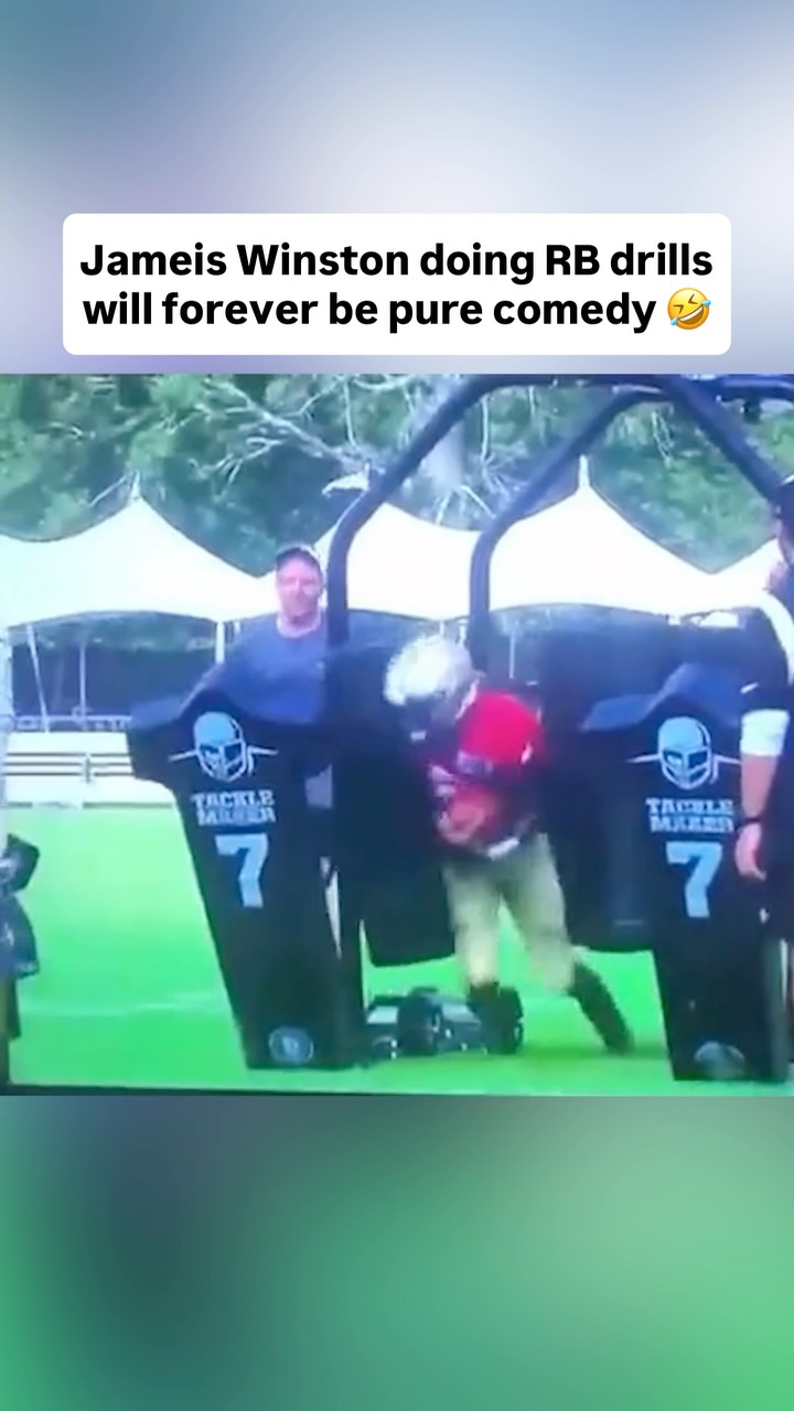 Jameis Winston was out there getting hit sticked by tackling pads during training camp 😅

(🎥 via NFL Network, h/t CoachMoeBU / X)