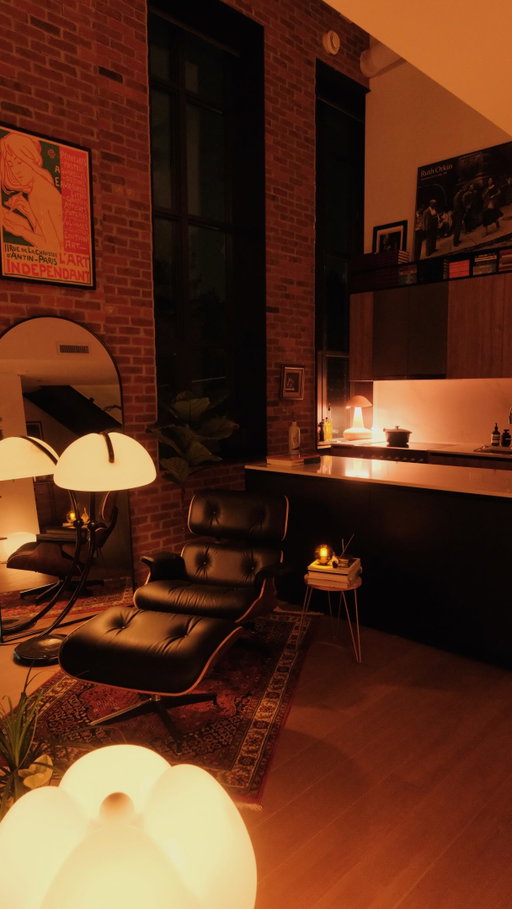 🌙 
•
•
#interiordesign #apartmentdecor #homedecor #homeinspo #homebody
•
•
mid-century modern | toronto interior | brick loft living | warm light | lived-in spaces | hard loft | tall ceilings | large windows | natural light | vintage furniture | statement lighting | plants | architectural details | open living | modern apartment | home atmosphere | interior styling | design focused | quiet spaces