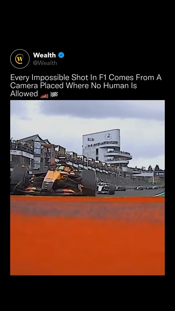 They hide the best seat in motorsport inside a slab of concrete. ⚙️👀

F1 calls it the kerb cam, a lens sunk flush into the kerbs at Eau Rouge with a single cable running out the back, built to be driven straight over.

The rubber streaks on the paint stop right at the glass, because the racing line runs across this exact strip of concrete at grand prix speed. No camera operator can stand on a live circuit, so television has always shot Eau Rouge from towers, fences and a helicopter.

The one angle nobody can reach was buried under the racing line the whole time.

One lens in the concrete. Twenty two cars a lap. Centimeters to spare.

Love Technology? Follow @Wealth 🌟

Media: @f1

#technology #f1 #formula1 #pitstop #BelgianGP