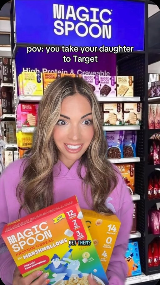 THE ONE TIME I’M ACTUALLY HAPPY SHE BEGGED ME FOR SOMETHING 🤣 Obsessed with @magicspooncereal and all of their delicious flavors that are high in protein and fit with my macros! #momlife #momcomedy #preppy #magicspoonpartner #momsofinstagram