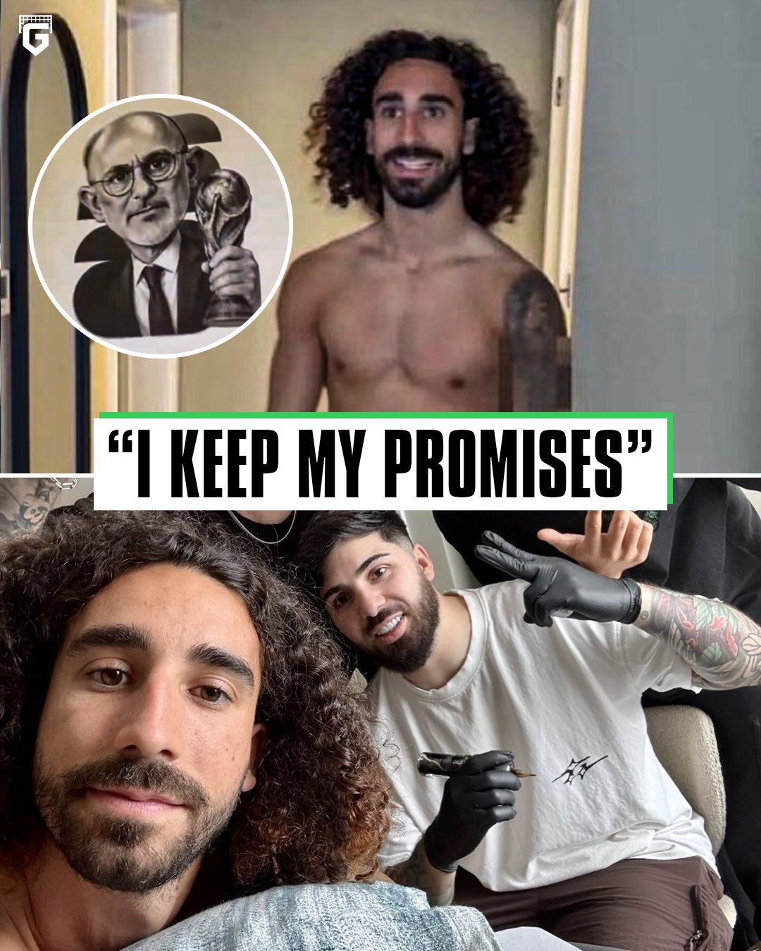 🚨 Marc Cucurella is ready to make good on a promise he made before the World Cup: getting a tattoo of Spain coach Luis de la Fuente. 🖋🇪🇸

He said he would get the tattoo if Spain became world champions, and after lifting the trophy, it looks like he’s prepared to keep his word 😭