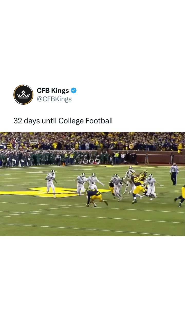 In 2015, Michigan State defeated Michigan in one of the most improbable endings in College Football history.

After failing to convert on 4th down and giving Michigan possession with under 2 minutes to play with just 1 timeout, all hope seemed lost for Michigan State.

Michigan ran 3 plays, but didn’t get the first down that would’ve sealed the game. With 10 seconds remaining, the Wolverines lined up to punt and pin MSU deep with just a couple seconds left.

But Michigan’s punter bobbled the snap, and ended up throwing it sideways directly into the arms of Michigan State’s Jalen Watts-Jackson.

Watts-Jackson then took it 38 yards to the house and gave MSU a 27-23 victory as time expired.

The Spartans eliminated the Wolverines from conference title & Playoff contention, and went on to win the B1G and reach the CFP themselves.

(👉 Follow @cfbkings for more)