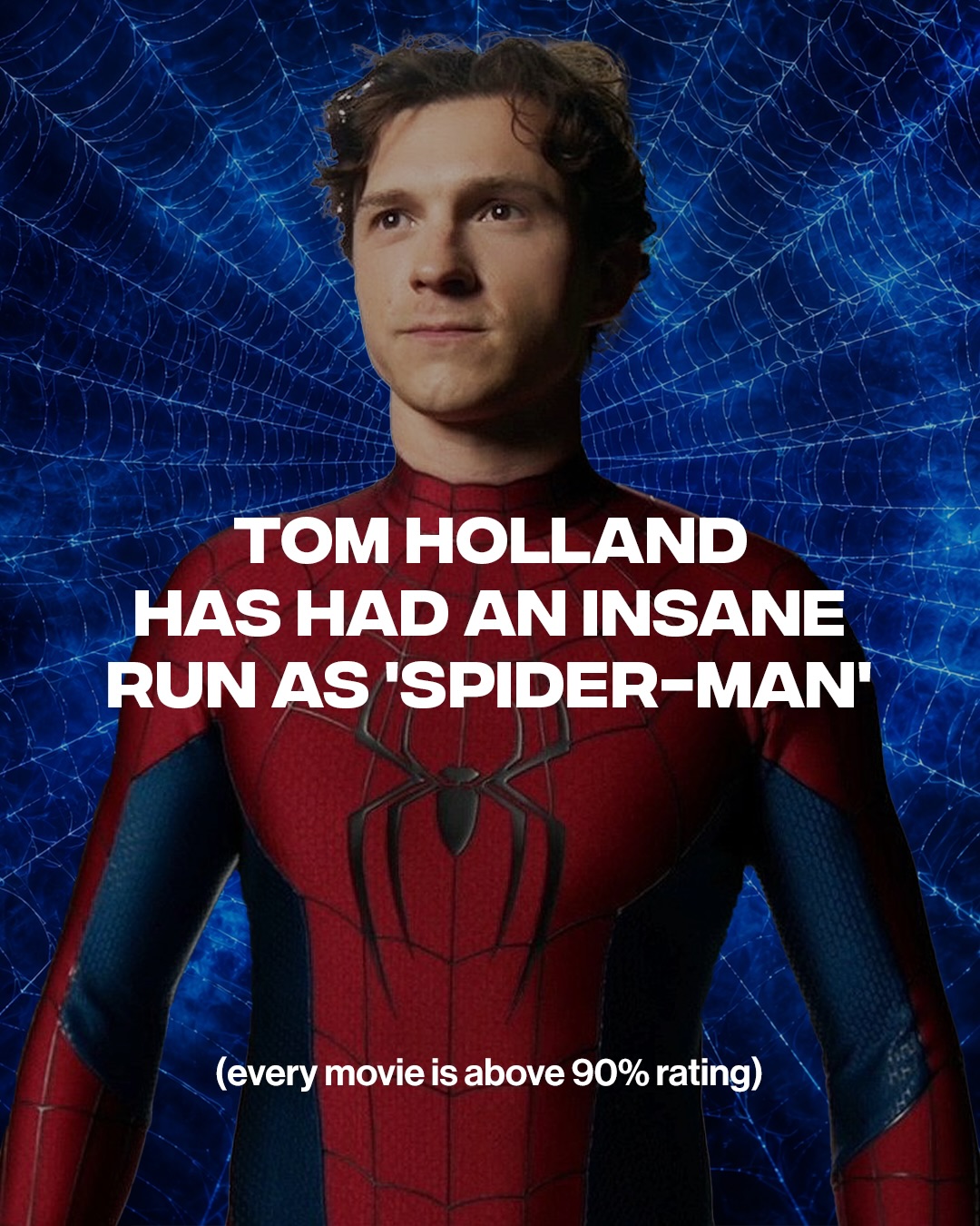 He doesn’t miss 😭

Tom Holland has had an impressive run as ‘SPIDER-MAN,’ with each of his movies securing a +90% score on Rotten Tomatoes.

[📸: Marvel Studios]