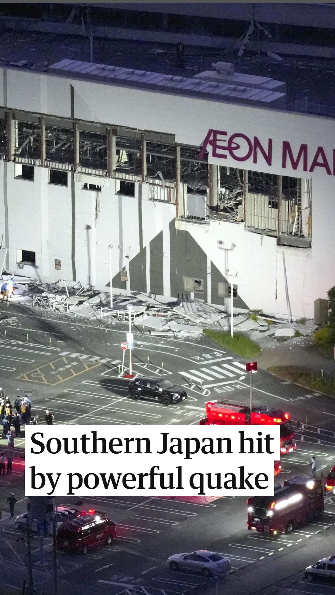 “The shaking reminded me of the Kumamoto quake [10 years ago] and I was frightened,” said Hiroki Shimoda, an official at Mifune town hall, who saw the roof tiles of homes crash down to the ground as a 6.8-magnitude earthquake shook south Japan.

At least 50 people have been injured in the quake, with some trapped and presumed dead inside a partly collapsed shopping mall, according to local reports citing police sources.

The earthquake hit Kumamoto prefecture on the southern Kyushu island Tuesday, knocking out power to thousands of homes and damaging roads, bridges and buildings.
Japan’s prime minister, Sanae Takaichi, told reporters that authorities were still assessing the extent of the damage in the area, which was devastated by another deadly quake a decade ago.

“We have already been informed that people have been injured. Power outages ⁠and fires have occurred in some areas, and there has also been damage to roads and bridges and the collapse of buildings,” Takaichi said. “I ask everyone to take action to protect themselves, including evacuating to a safe location.”

Tap the link in bio to follow live updates.