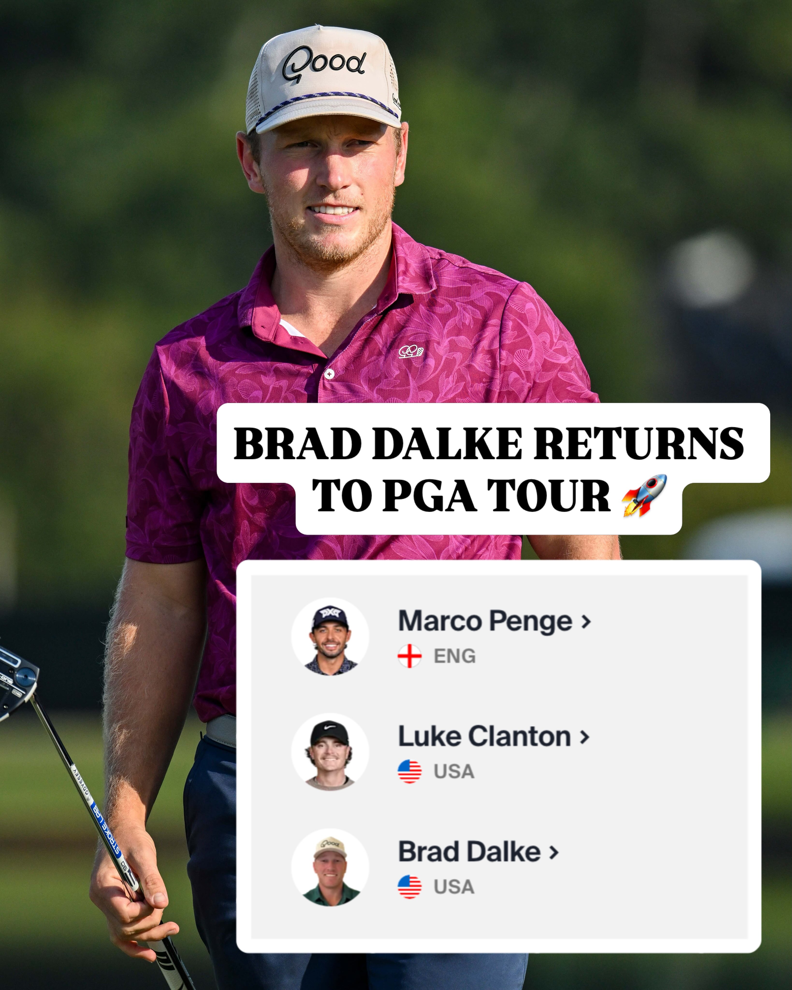 Brad Dalke makes his return to PGA Tour golf Thursday at the Rocket Classic, teeing off at 1:49PM ET with Marco Penge and Luke Clanton.

Where do you think he finishes? 👀