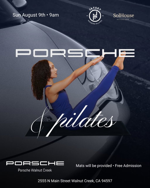 Pilates, Porsches & matcha…oh my! 🤗

Join us for Porsche & Pilates, our next JETSET on the Mat experience. Throw on your cutest set, grab your bestie then  enjoy a post class matcha from @drinksolhouse ! 

📍Porsche Walnut Creek 
🗓️ Sunday, August 9th 
⏰ 9am 

Reserve your mat now for this complementary experience! Link in bio ✨