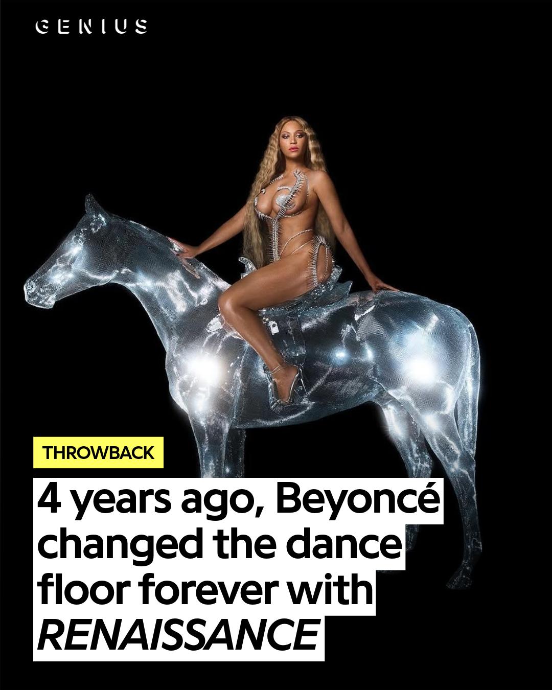 4 years ago today @beyonce stepped into her renaissance era 🪩✨

her 7th studio album debuted at no. 1 on the billboard 200 and saw her step outside her usual sound, diving into house, dance, and disco influences 💿

the era became a cultural movement, with the renaissance world tour grossing over $579 million worldwide and becoming one of the highest-grossing tours by a female artist 🌎✨

will we finally get the renaissance visuals? 👀

are you ready for act iii? 🪩