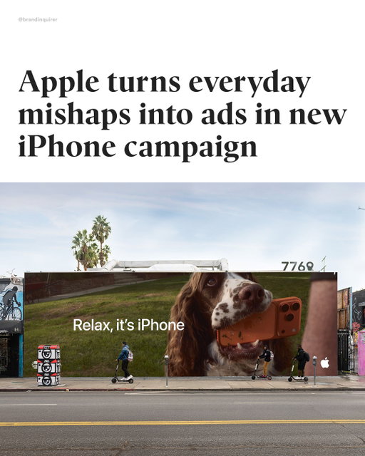 Too familiar?

Apple has brought its long-running "Relax, it's iPhone" platform to out-of-home advertising for the first time, replacing its signature pristine product shots with iPhones covered in dirt, scratches, water, and everyday wear.

The campaign transforms ordinary mishaps into proof of the iPhone's durability, reinforcing the idea that real life is nothing to worry about.

The campaign was creatively led by @ben_jmartin and Kendal Bagwell, with photography by @geordiewood

#iphone #apple #branding #advertising #marketing #graphidesign