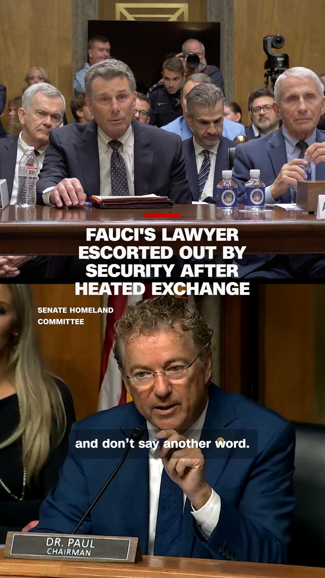 Dr. Anthony Fauci’s lawyer was escorted out of a Senate hearing by security following a tense back-and-forth with Homeland Security and Government Affairs Committee Chairman Sen. Rand Paul.