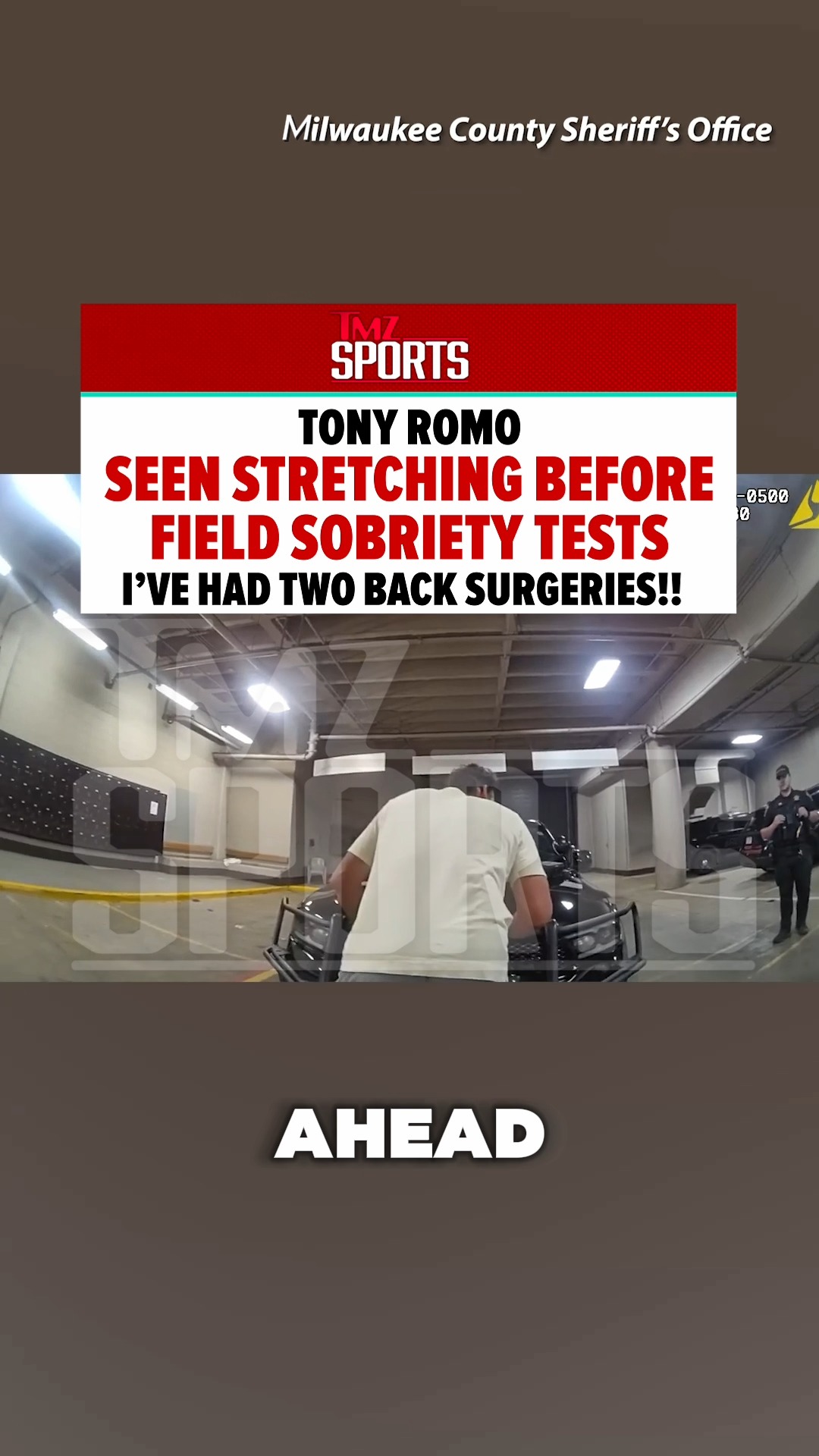 Tony Romo’s OWI arrest bodycam is out… and before taking his field sobriety tests, the former Cowboys QB was seen stretching like he was about to tee off. 😅 ⛳ 
Romo told officers he had just left a golf tournament and was on his way to visit his grandparents before police say he struggled through the tests. He also allegedly refused an intoxication test and is now fighting the citation. 🚨