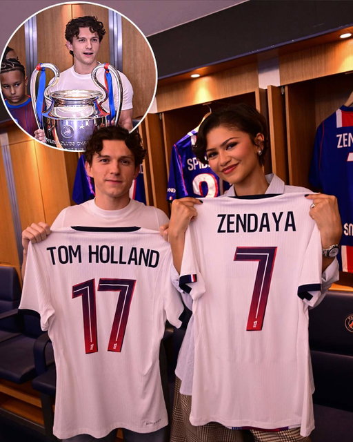 Tom Holland and Zendaya made a stop in Paris to visit PSG 🇫🇷

They even got to hold one of the club's Champions League trophies 🏆
(via @psg)