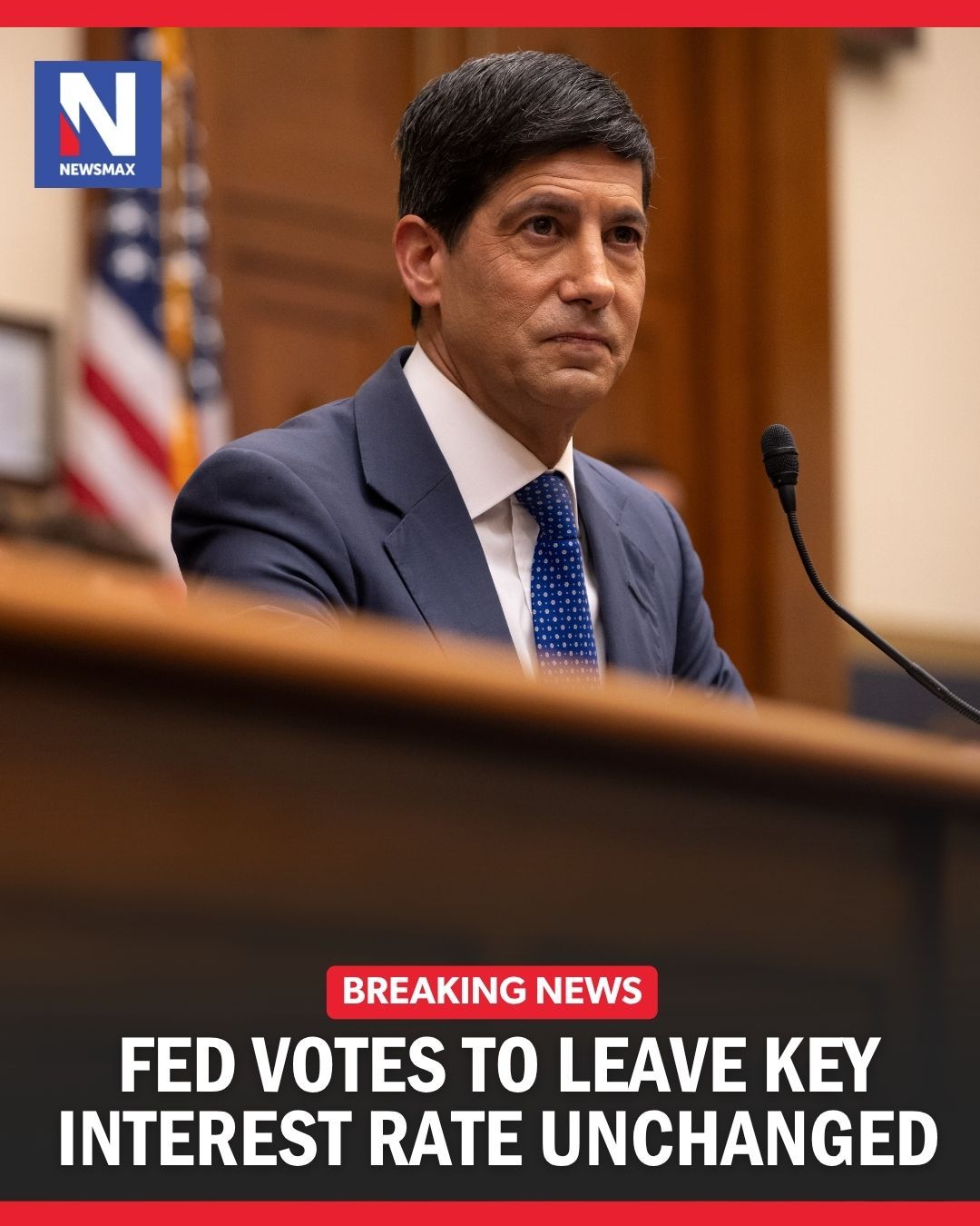 BREAKING NEWS: The Federal Reserve left its key interest rate unchanged Wednesday despite persistently high inflation and a spike in energy prices caused by the Iran war. ⁣
⁣
For more info on this story, please visit the link in our bio or Newsmax.com.