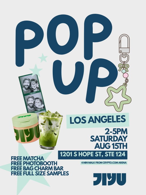 Come join us for JIYU's 1st Pop Up Event 🩵

🗓️ August 15th | 2-5PM
📍The Wine Station | 1201 S Hope St Ste 124, Los Angeles

What you can expect:
FREE matcha 💚
FREE photo booth 📸
FREE skincare 🫧
Touch up stations ✨

the good music and vibes are just a bonus, we can't wait to see you there!

#kbeautypopup #LApopup #kbeauty #DTLA #LosAngeles