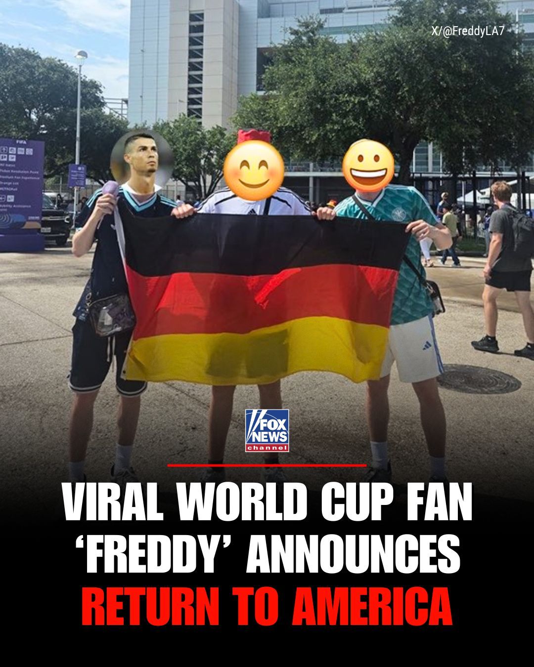 Freddy's heading back to the USA.

Viral German World Cup fan "Freddy" announces that he's planning a trip back to America this fall.

After winning over millions during his 49-day cross-country trip for the World Cup, Freddy says his next U.S. adventure will focus on college football, with stops at Oktoberfest in Helen, Georgia, the Texas State Fair and the Breeders' Cup in Kentucky already on his list.

Now he's asking Americans where he should go next.