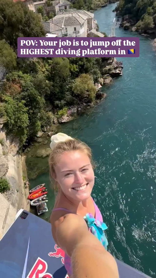 Welcome to the TALLEST diving board in Bosnia and Herzegovina 🫣 
In honor of the RBCD tour stop this weekend I thought I’d share my experience last year training there- it’s one of my favorite memories in this sport to date. Hoping one day you’ll see me up there competing 💪