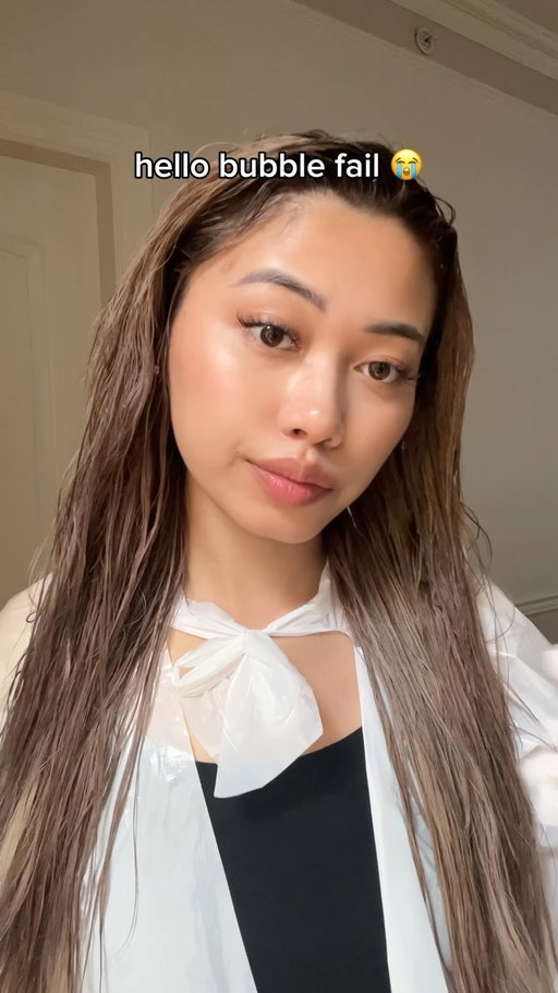 first time dyeing my hair at home 😬 #bubblehair #hellobubble