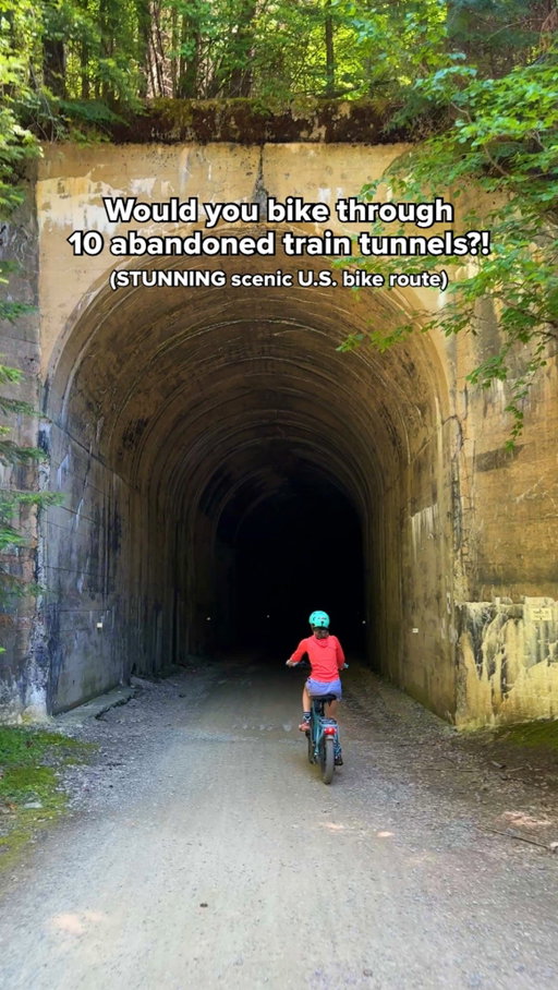 The most SCENIC bike ride in the U.S. 🚲🚂 (AD)

The Route of the Hiawatha is a 15-mile downhill bike ride along an abandoned railroad that was transformed into one of the most unique rail trails in the country. Straddling the Idaho-Montana border, you’ll pedal through 10 pitch-black train tunnels, cross 7 towering trestles, and take in incredible views of the surrounding national forest.

✅ SEND it to someone who would love this ride!

Here are our top tips before you go ⤵️

🔦 Bring bright bike lights. The tunnels are completely dark, cold, and muddy, so you’ll also want a warm jacket. 

⏰ Go in the summer. The trail is typically open through mid-September, and weekday rides sometimes have discounted tickets.

🙌🏼 Don’t worry if you’re not an experienced cyclist. The trail gradually descends the entire way on smooth gravel, making it a fun, family-friendly ride with no technical biking required.

🚲 Our bike recommendation: @lectricebikes XP4 e-bike 

We loved riding the XP4 because:
✨ The battery offers up to 85 miles of range, so we finished the ride with power to spare. 
✨ It folds into a compact size, making it easy to transport (we transported ours in the back of our car)
✨ It felt stable and comfortable on both gravel and pavement.

#ebike #routeofthehiawatha #hiawatha #railstotrails #idaho @ridethehiawatha | what is the best e-bike | e-bike review